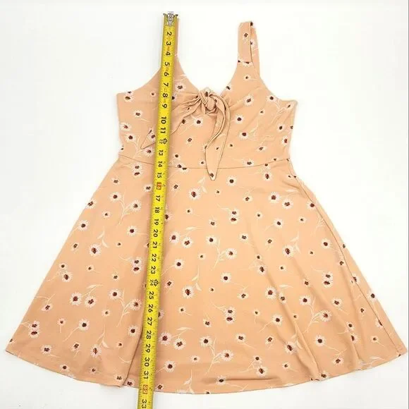 Altar'd State Bow Tie Front Floral Skater Mini Dress Medium Retro Pinup Summer - Picture 5 of 12